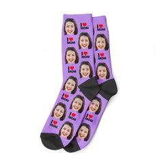I Love Mom Face Socks