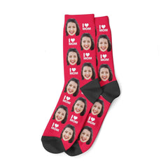 I Love Mom Face Socks