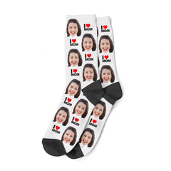 I Love Mom Face Socks