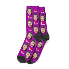 I Love Mom Face Socks