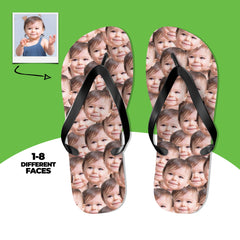 Personalized Baby Face Flip Flops Gift For Dad Mom