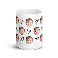 Personalized Baby Face Hearts Mug