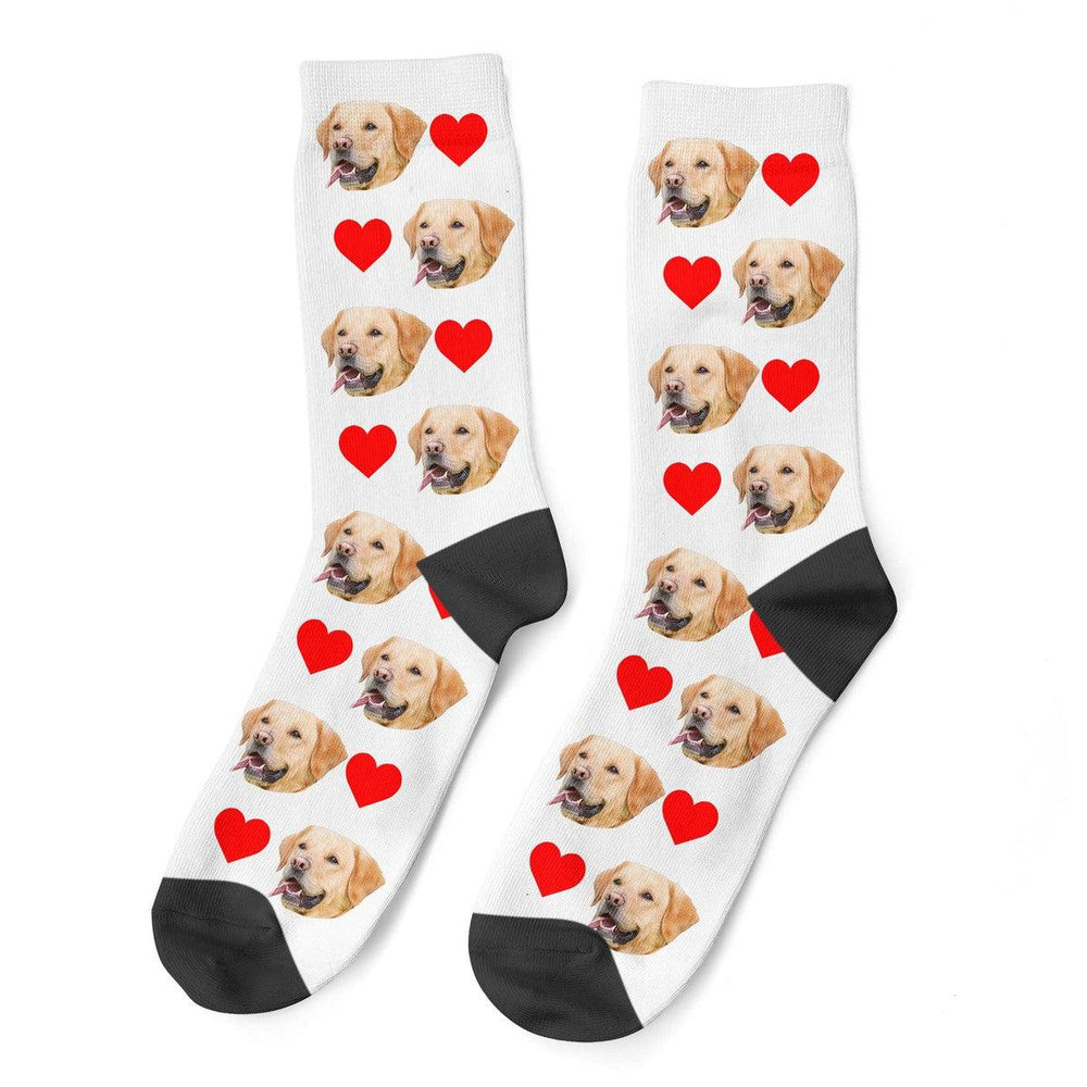 Personalized Dog Face Socks With Hearts