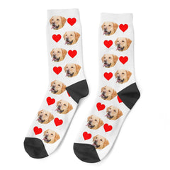 Personalized Dog Face Socks With Hearts