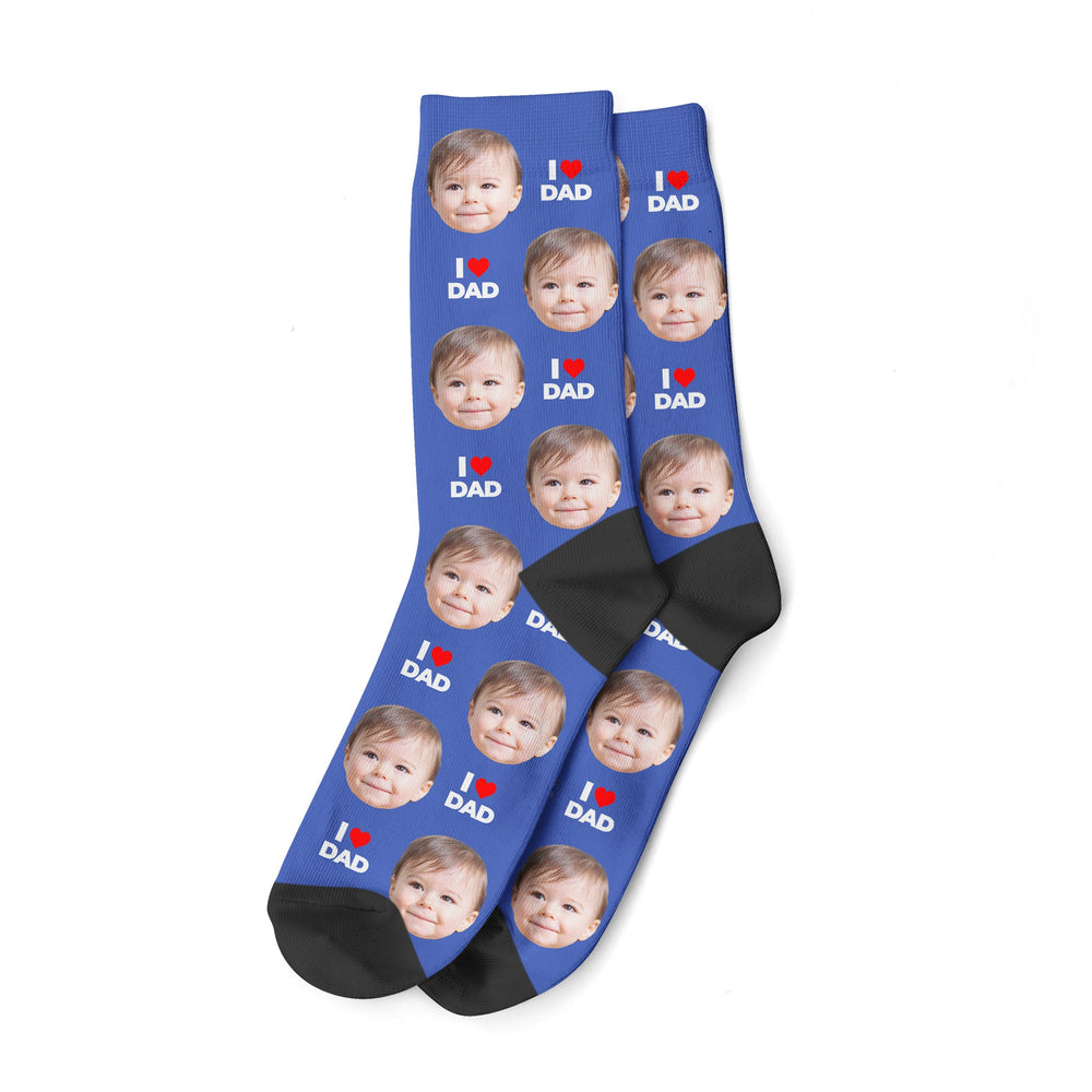Personalized I Love Dad Photo Socks