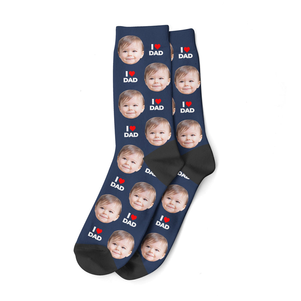 Personalized I Love Dad Photo Socks