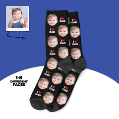 Personalized I Love Dad Photo Socks