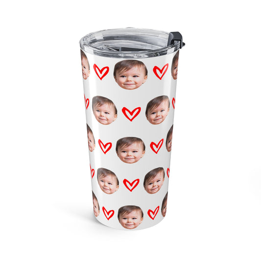 Custom Kid Face Tumbler With Hearts