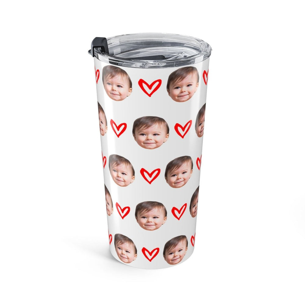Personalized Kid Face Tumbler With Hearts