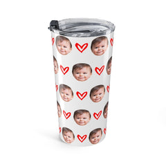 Personalized Kid Face Tumbler With Hearts