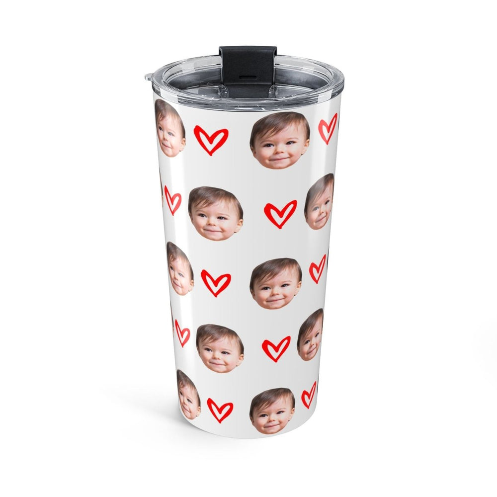 Personalized Kid Face Tumbler With Hearts