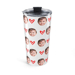 Personalized Kid Face Tumbler With Hearts