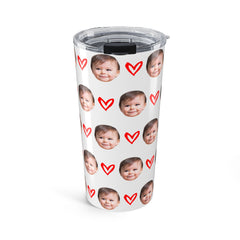 Custom Kid Face Tumbler With Hearts