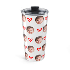 Custom Kid Face Tumbler With Hearts