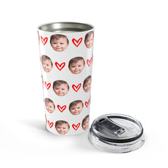 Custom Kid Face Tumbler With Hearts
