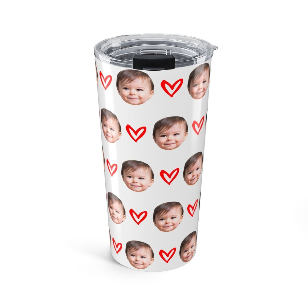 Personalized Kid Face Tumbler With Hearts