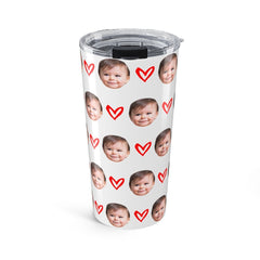 Personalized Kid Face Tumbler With Hearts