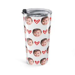 Custom Kid Face Tumbler With Hearts