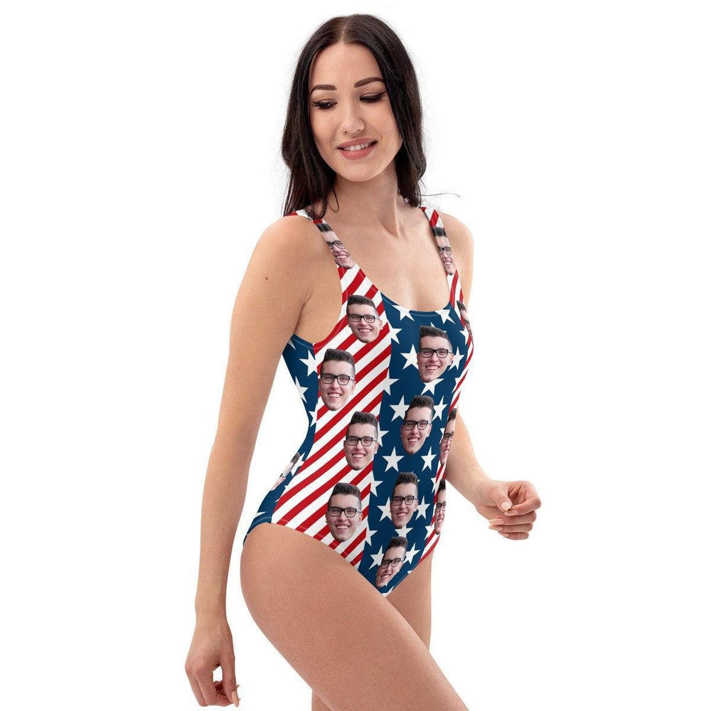 Stars Stripes USA Flag Custom Face Swimsuit