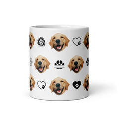 Personalized Dog Face Mug With Paws Hearts