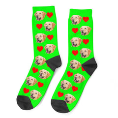 Personalized Dog Face Socks With Hearts