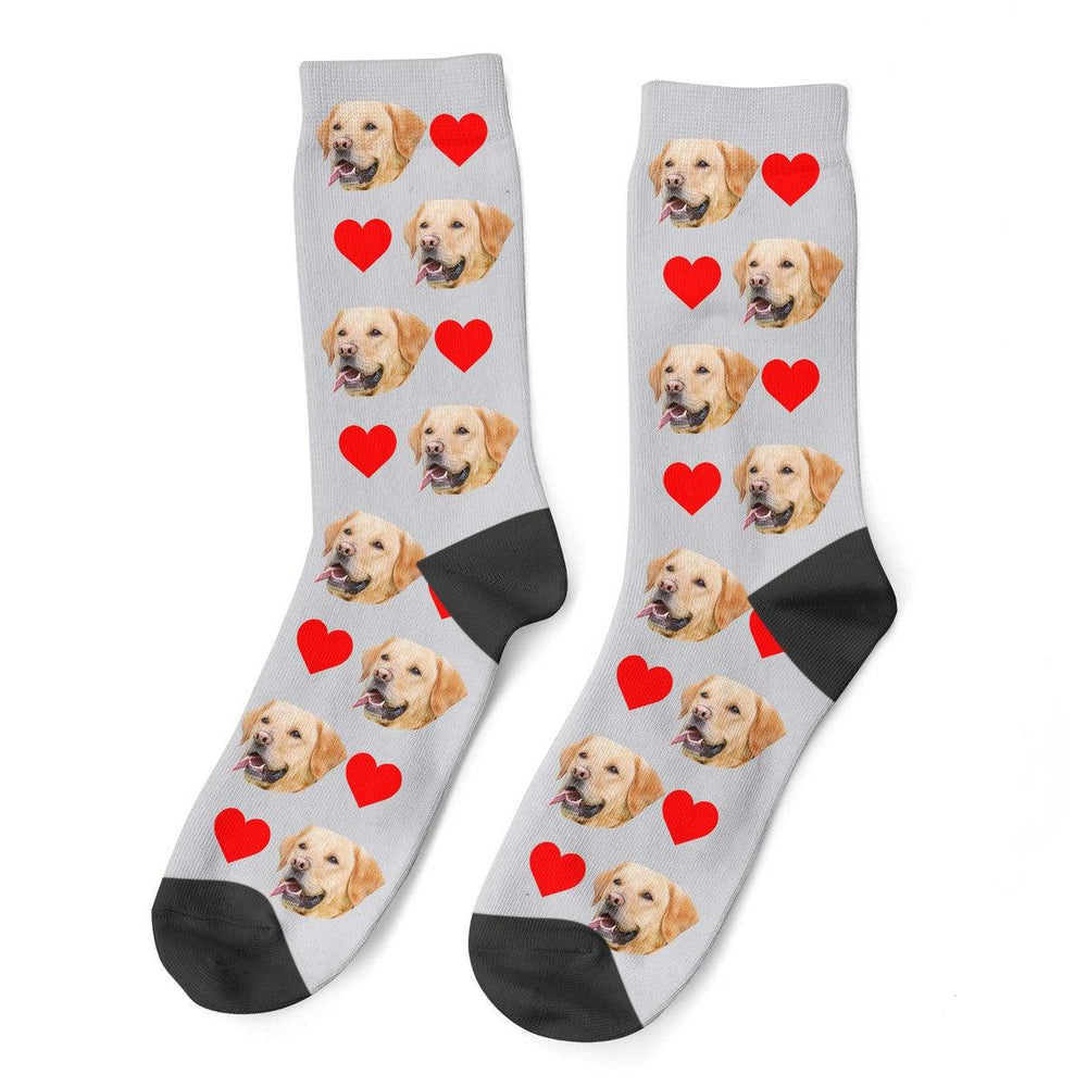 Personalized Dog Face Socks With Hearts