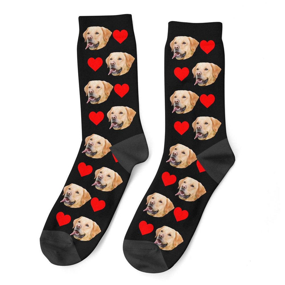 Personalized Dog Face Socks With Hearts