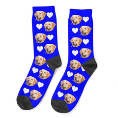 Personalized Dog Face Socks With Hearts