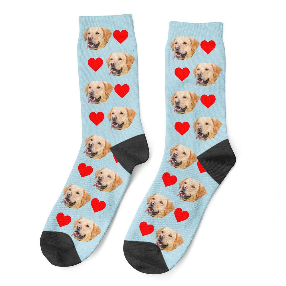 Personalized Dog Face Socks With Hearts