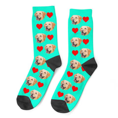 Personalized Dog Face Socks With Hearts