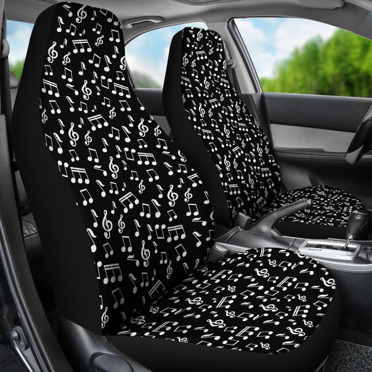 Car Seat Covers Black Music Note Design Secondary image