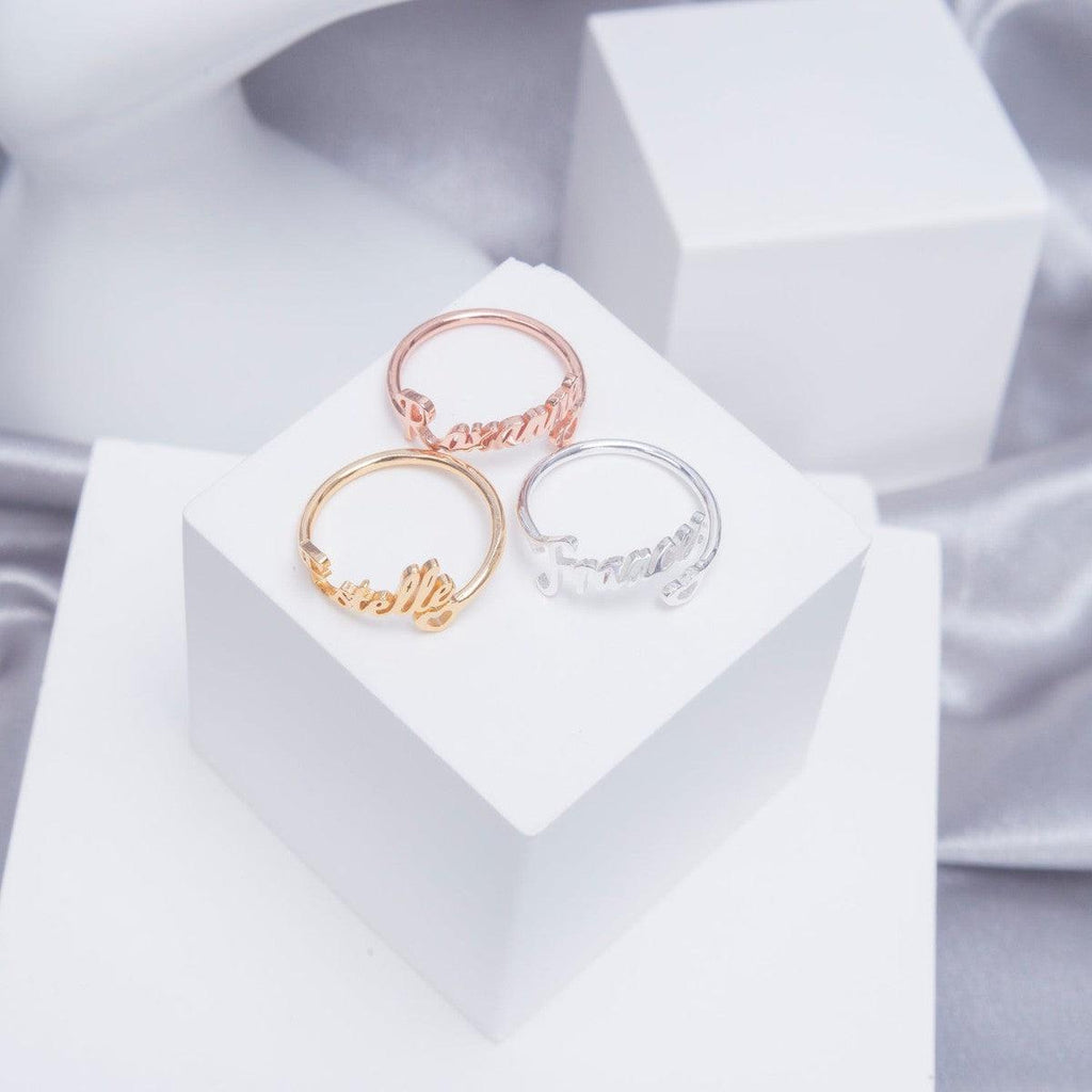 Custom Heart Name Ring