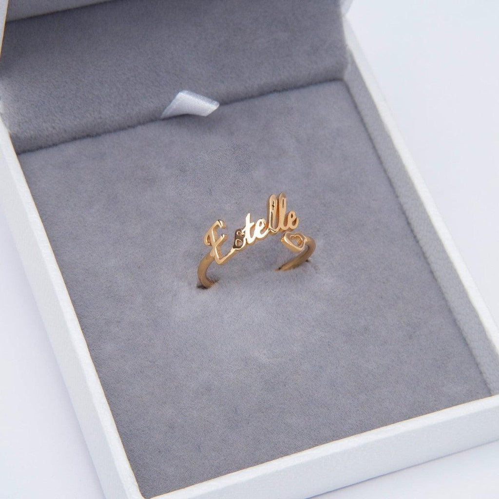 Custom Heart Name Ring