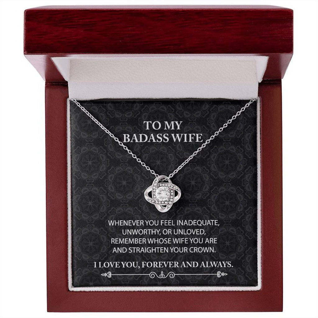 To My Badass Wife Love Knot Necklace Whenever You Feel With Message Card