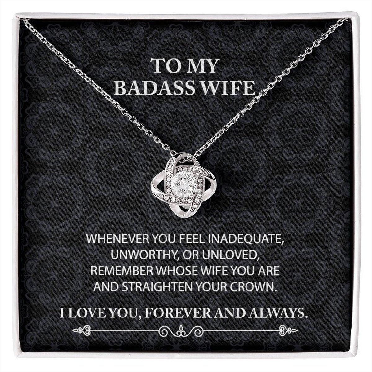 To My Badass Wife Love Knot Necklace Whenever You Feel With Message Card Main image