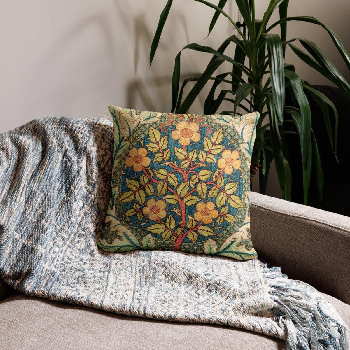 William Morris Rose Wreath Pillow Main image