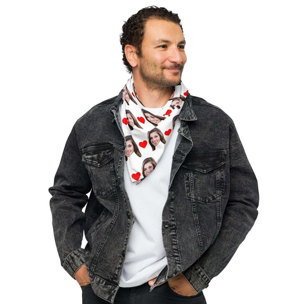 Personalized Face Dog Bandana With Hearts