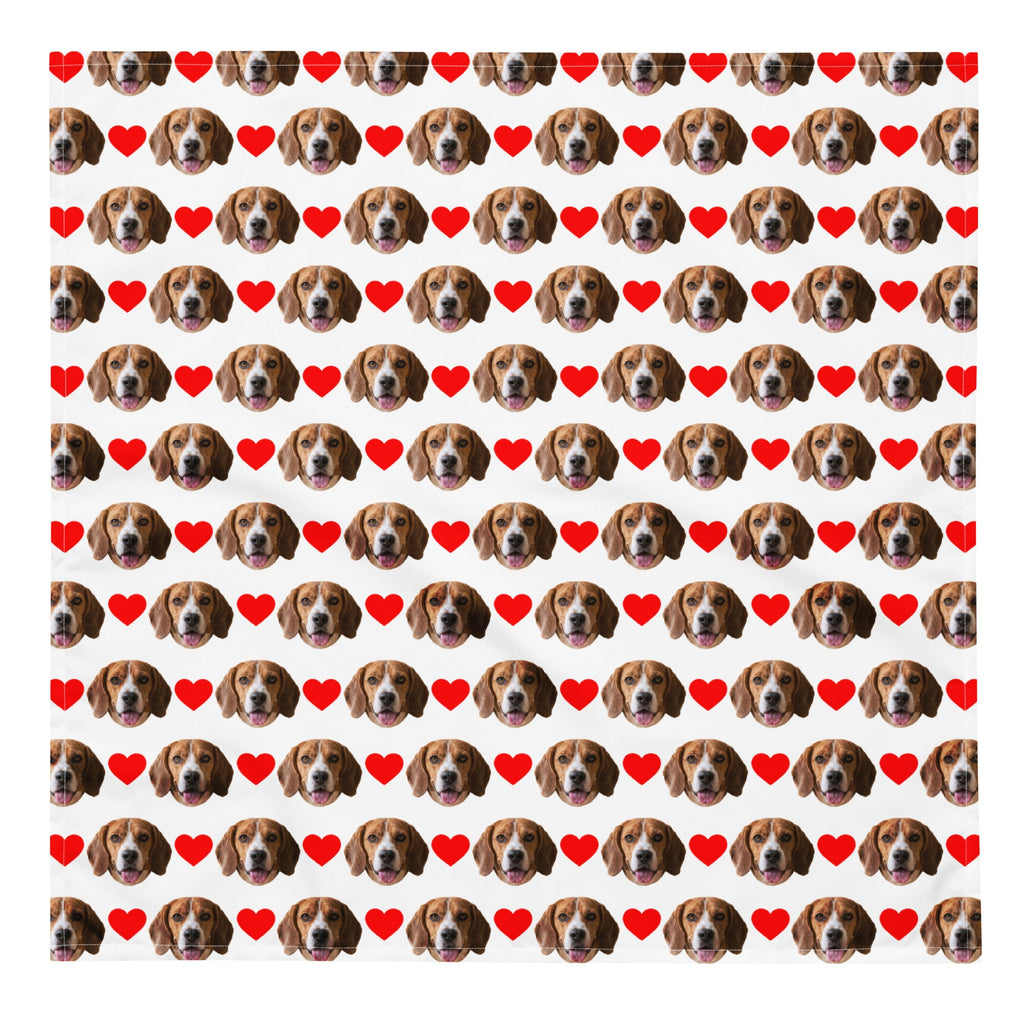 Custom Dog Face Bandana With Hearts