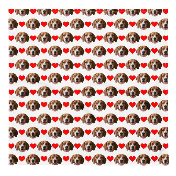 Custom Dog Face Bandana With Hearts