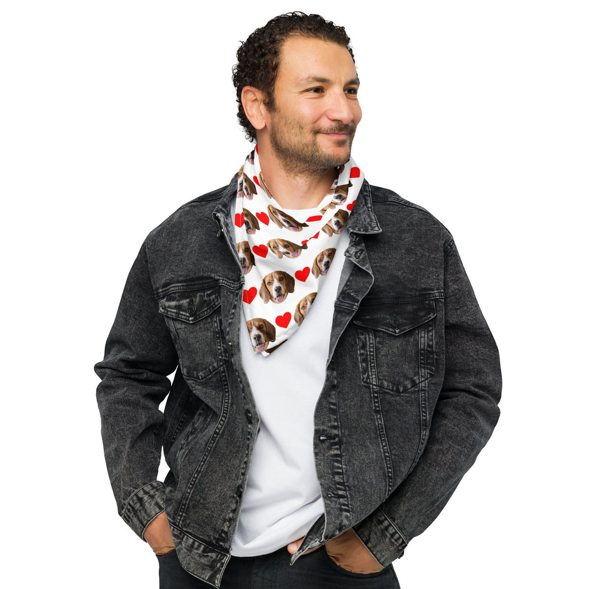 Custom Dog Face Bandana With Hearts