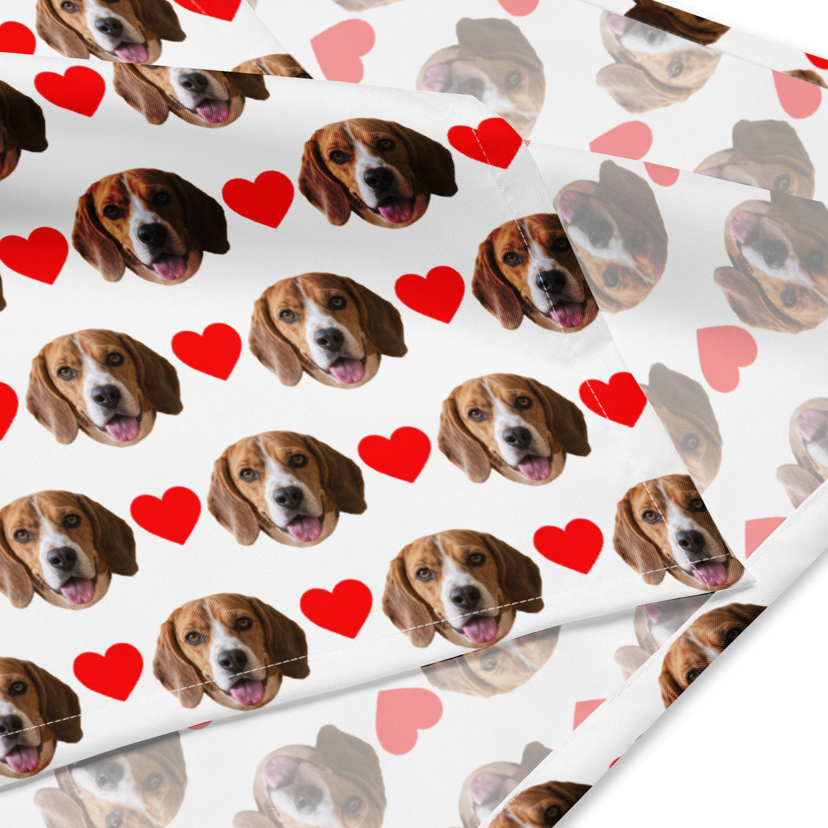 Custom Dog Face Bandana With Hearts