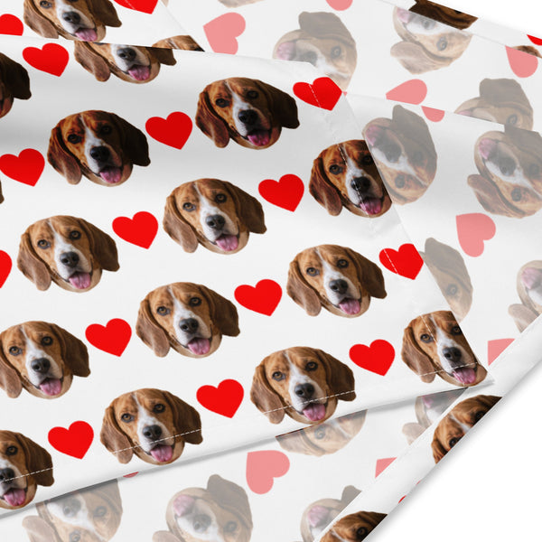 Custom Dog Face Bandana With Hearts