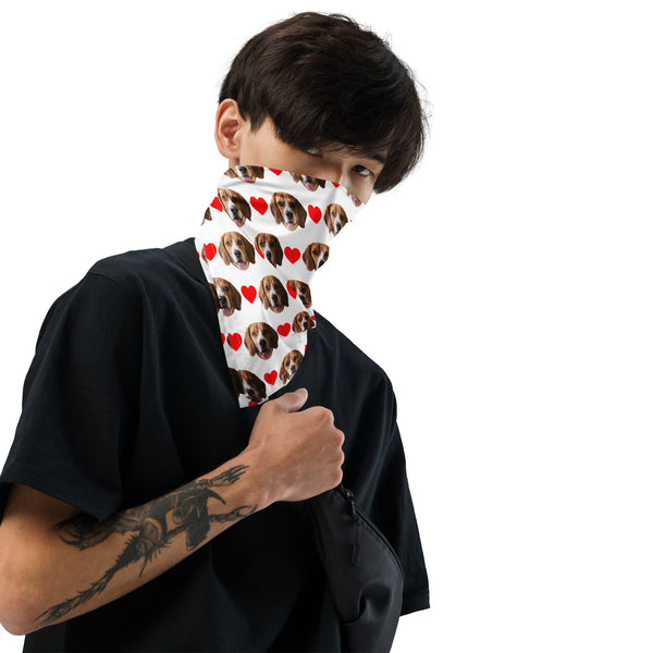 Custom Dog Face Bandana With Hearts