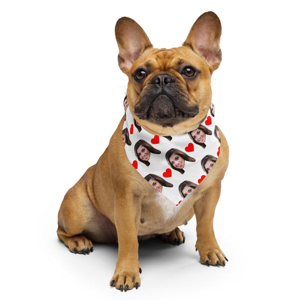 Personalized Face Dog Bandana With Hearts