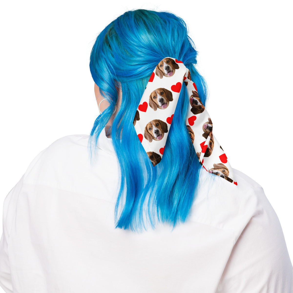 Custom Dog Face Bandana With Hearts