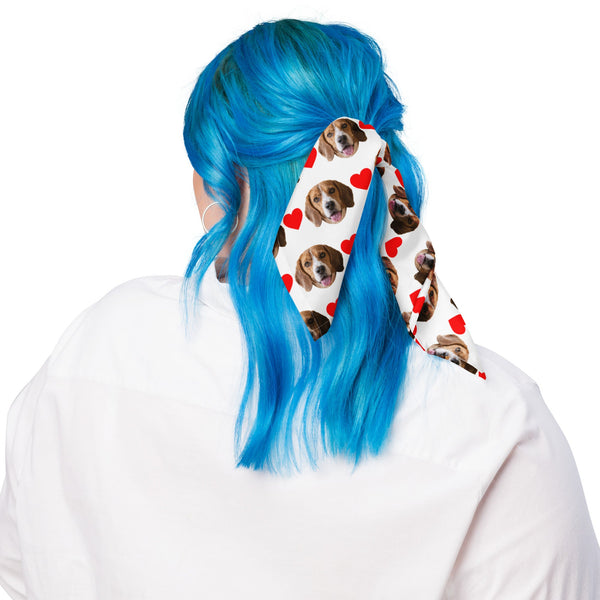 Custom Dog Face Bandana With Hearts