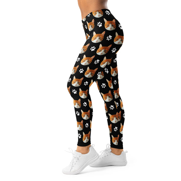 Custom Cat Face Leggings With Paws