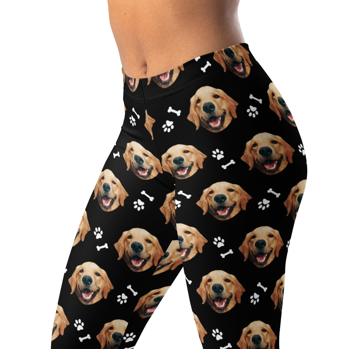 Custom Dog Face Leggings With Paws
