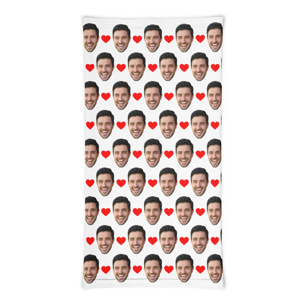Custom Face Neck Gaiter With Hearts