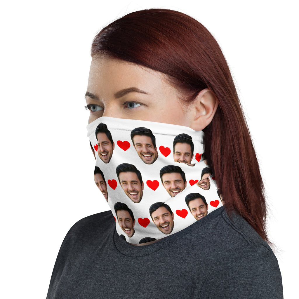 Custom Face Neck Gaiter With Hearts
